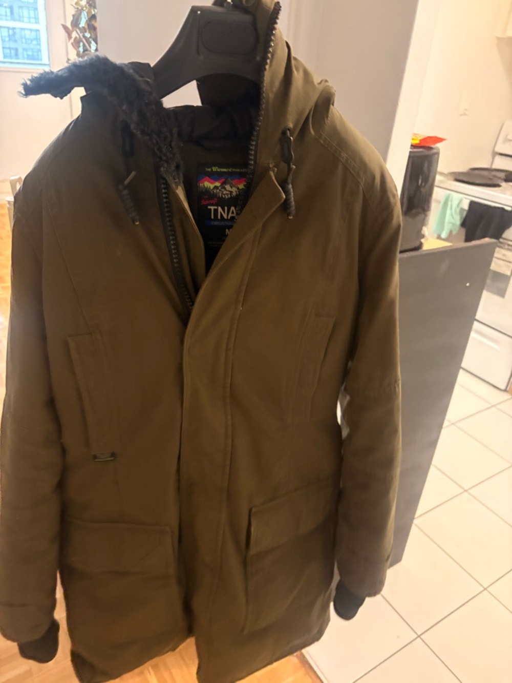 TNA Olive Green Military Field Parka with Hood